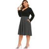 Dots Long Sleeve Surplice Plus Size Dress