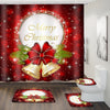 Bathroom Merry Christmas Bell Printed Shower Curtain With 12 Hooks Durable Waterproof  Bath Curtain Sets Toilet Cover Mat Non-Slip Bathroom Rug Set