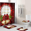 Bathroom Merry Christmas Bell Printed Shower Curtain With 12 Hooks Durable Waterproof  Bath Curtain Sets Toilet Cover Mat Non-Slip Bathroom Rug Set