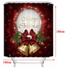 Bathroom Merry Christmas Bell Printed Shower Curtain With 12 Hooks Durable Waterproof  Bath Curtain Sets Toilet Cover Mat Non-Slip Bathroom Rug Set
