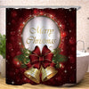 Bathroom Merry Christmas Bell Printed Shower Curtain With 12 Hooks Durable Waterproof  Bath Curtain Sets Toilet Cover Mat Non-Slip Bathroom Rug Set