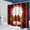 Bathroom Merry Christmas Bell Printed Shower Curtain With 12 Hooks Durable Waterproof  Bath Curtain Sets Toilet Cover Mat Non-Slip Bathroom Rug Set