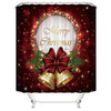 Bathroom Merry Christmas Bell Printed Shower Curtain With 12 Hooks Durable Waterproof  Bath Curtain Sets Toilet Cover Mat Non-Slip Bathroom Rug Set