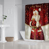 Stylish Merry Christmas Printed Shower Curtain  with 12 Hooks Durable Waterproof  Bath Curtain Sets Toilet Cover Mat Non-Slip Bathroom Rug Set