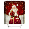 Stylish Merry Christmas Printed Shower Curtain  with 12 Hooks Durable Waterproof  Bath Curtain Sets Toilet Cover Mat Non-Slip Bathroom Rug Set