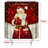 Stylish Merry Christmas Printed Shower Curtain  with 12 Hooks Durable Waterproof  Bath Curtain Sets Toilet Cover Mat Non-Slip Bathroom Rug Set