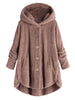 Hooded Fluffy Plus Size High Low Teddy Coat