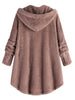 Hooded Fluffy Plus Size High Low Teddy Coat