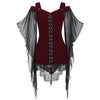 Criss Cross Lace Panel Cold Shoulder T-shirt