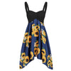 Asymmetric Sunflower Ruched Casual Dress