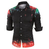 Gradient Music Note Print Button Up Shirt
