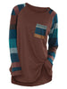 Raglan Sleeve Striped Pocket Longline T-shirt