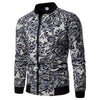 Floral Print Jacket Stand-up Collar Long Sleeve Coat for Men