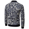 Floral Print Jacket Stand-up Collar Long Sleeve Coat for Men