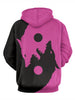 Wolf Print Kangaroo Pocket Casual Hoodie