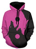 Wolf Print Kangaroo Pocket Casual Hoodie