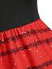 Plus Size Vintage Musical Notes Cat Print Christmas Dress