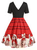 Plus Size Vintage Musical Notes Cat Print Christmas Dress