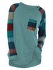 Raglan Sleeve Striped Pocket Longline T-shirt