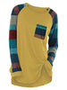 Raglan Sleeve Striped Pocket Longline T-shirt