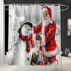 Waterproof Bathroom Shower Curtain Fabric Printing Christmas Santa Snowman