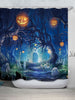 Halloween Cemetery Pumpkin Tree Print Waterproof Bathroom Shower Curtain