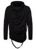 Braided Rope Decoration Solid Color Hoodie