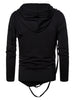 Braided Rope Decoration Solid Color Hoodie