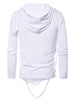 Braided Rope Decoration Solid Color Hoodie