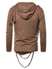 Braided Rope Decoration Solid Color Hoodie