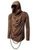 Braided Rope Decoration Solid Color Hoodie