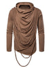 Braided Rope Decoration Solid Color Hoodie