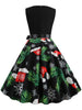 Christmas Tree Hat Snaowflake Print Sleeveless Dress