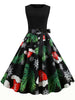 Christmas Tree Hat Snaowflake Print Sleeveless Dress