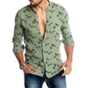 Bird Figure Allover Print Long Sleeve Casual Shirt