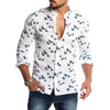 Bird Figure Allover Print Long Sleeve Casual Shirt