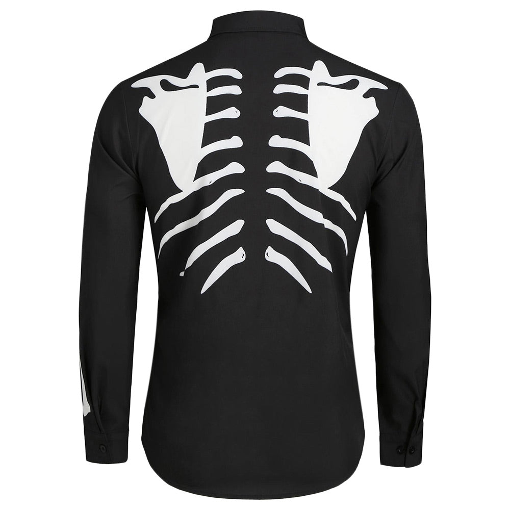 Halloween Skeleton Print Long-sleeved Shirt