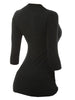 Mock Button Contrast Three Quarter Sleeves Knitwear