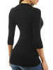 Mock Button Contrast Three Quarter Sleeves Knitwear
