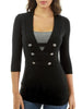 Mock Button Contrast Three Quarter Sleeves Knitwear