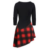 Asymmetry Plaid Ruched Lace Up T-shirt