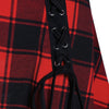 Asymmetry Plaid Ruched Lace Up T-shirt