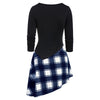 Asymmetry Plaid Ruched Lace Up T-shirt
