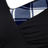 Asymmetry Plaid Ruched Lace Up T-shirt