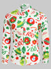 Christmas Pattern Ball Star Candy Long Sleeve Button Shirt