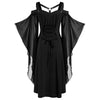 Batwing Sleeve Harness Insert Lace-up High Low Dress