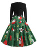 Christmas Tree Snowflake Belted Long Sleeve Dress