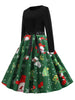 Christmas Tree Snowflake Belted Long Sleeve Dress