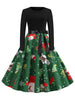 Christmas Tree Snowflake Belted Long Sleeve Dress