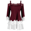 Lace Panel Cold Shoulder Plus Size Top